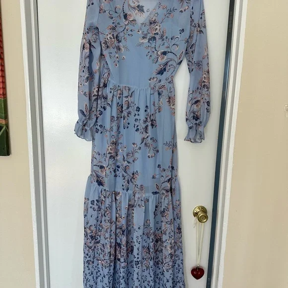 Lovestitch Blue Floral Long Sleeve Dress - Picture 4 of 4